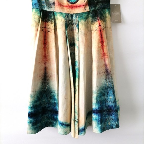 Anthropologie Bhanuni By Jyoti Turquois Embroidery Beaded A-Line Dress Sz 0 - Picture 4 of 9